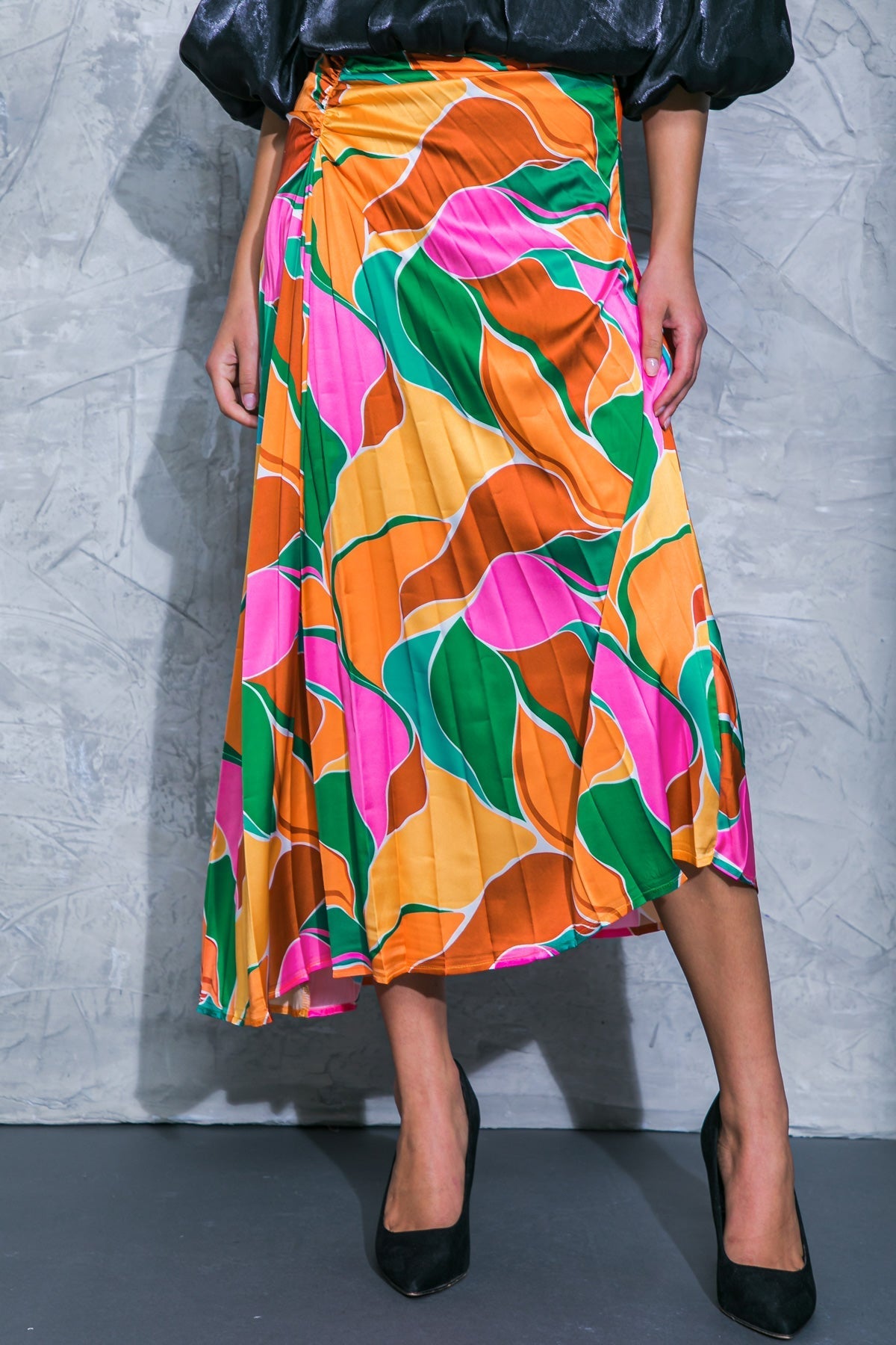 GRACEFUL IMPRESSION WOVEN MIDI SKIRT Flying Tomato